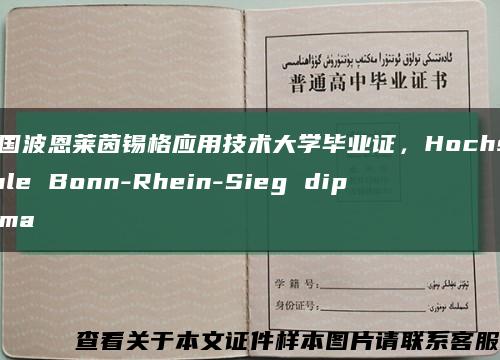 德国波恩莱茵锡格应用技术大学毕业证，Hochschule Bonn-Rhein-Sieg diploma缩略图