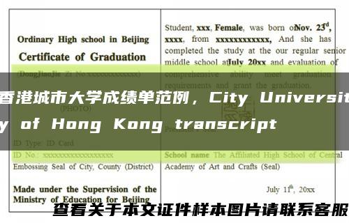香港城市大学成绩单范例，City University of Hong Kong transcript缩略图
