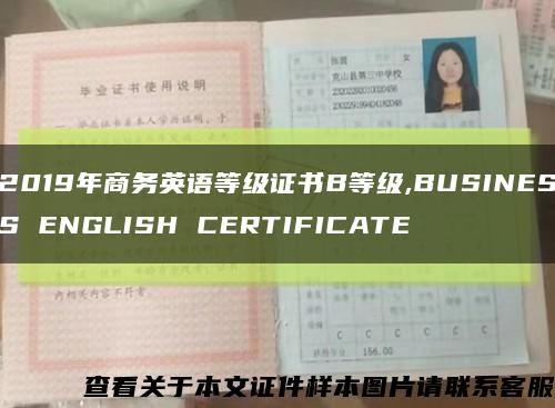 2019年商务英语等级证书B等级,BUSINESS ENGLISH CERTIFICATE缩略图