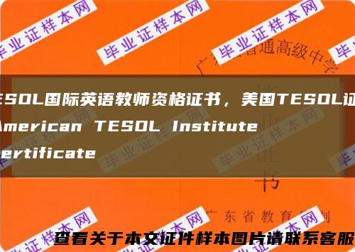 TESOL国际英语教师资格证书，美国TESOL证书 American TESOL Institute certificate缩略图