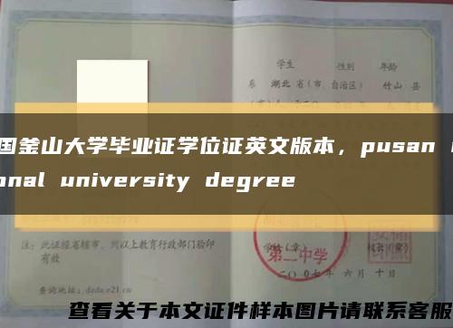 韩国釜山大学毕业证学位证英文版本，pusan national university degree缩略图