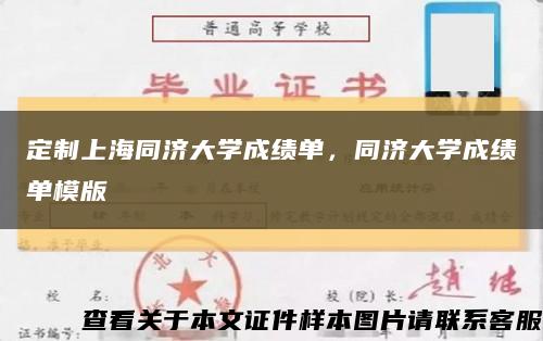 定制上海同济大学成绩单，同济大学成绩单模版缩略图