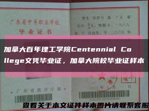 加拿大百年理工学院Centennial College文凭毕业证，加拿大院校毕业证样本缩略图