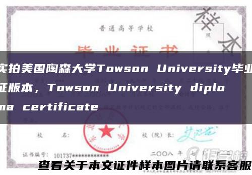 实拍美国陶森大学Towson University毕业证版本，Towson University diploma certificate缩略图