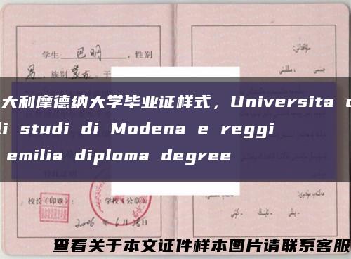 意大利摩德纳大学毕业证样式，Universita degli studi di Modena e reggio emilia diploma degree缩略图