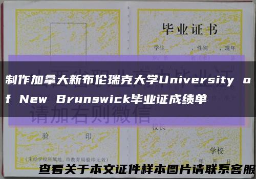 制作加拿大新布伦瑞克大学University of New Brunswick毕业证成绩单缩略图