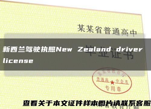 新西兰驾驶执照New Zealand driver license缩略图