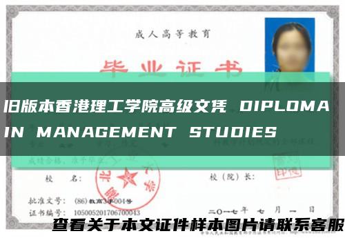 旧版本香港理工学院高级文凭 DIPLOMA IN MANAGEMENT STUDIES缩略图