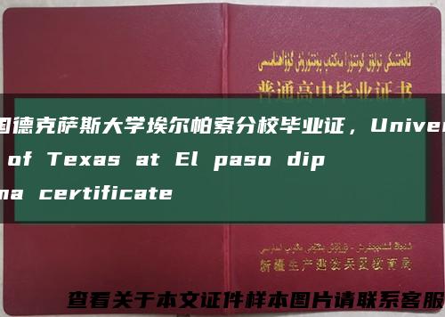 美国德克萨斯大学埃尔帕索分校毕业证，University of Texas at El paso diploma certificate缩略图