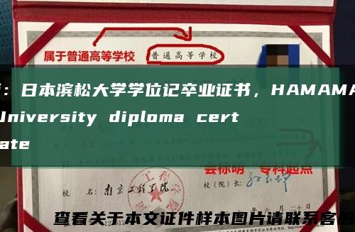 原版：日本滨松大学学位记卒业证书，HAMAMATSU University diploma certificate缩略图