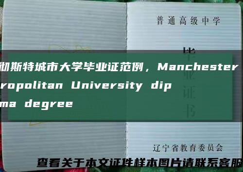 曼彻斯特城市大学毕业证范例，Manchester Metropolitan University diploma degree缩略图