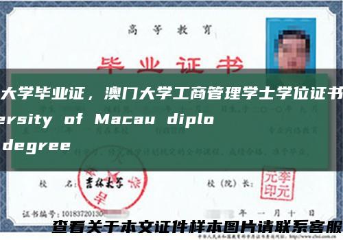 澳门大学毕业证，澳门大学工商管理学士学位证书，University of Macau diploma degree缩略图