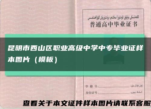 昆明市西山区职业高级中学中专毕业证样本图片（模板）缩略图