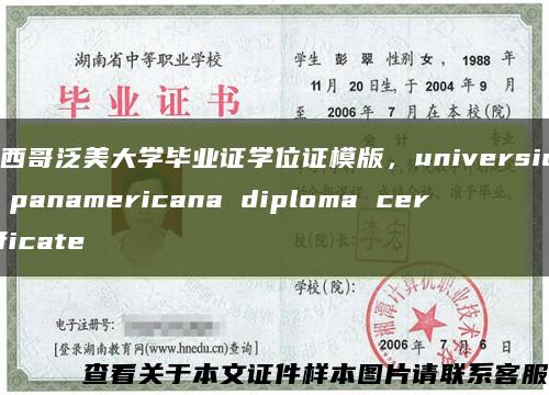 墨西哥泛美大学毕业证学位证模版，universidad panamericana diploma certificate缩略图