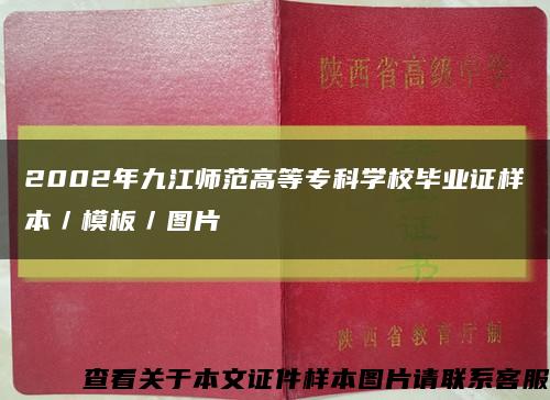 2002年九江师范高等专科学校毕业证样本／模板／图片缩略图