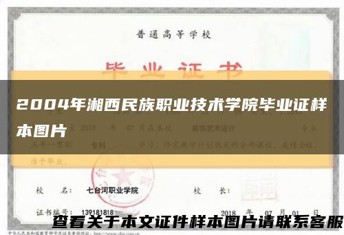 2004年湘西民族职业技术学院毕业证样本图片缩略图