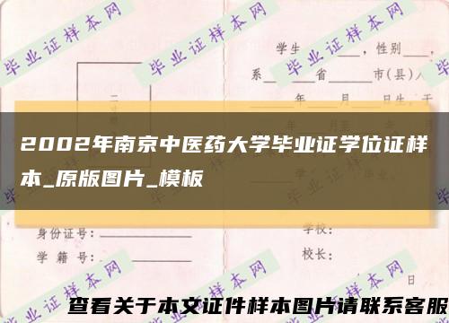 2002年南京中医药大学毕业证学位证样本_原版图片_模板缩略图