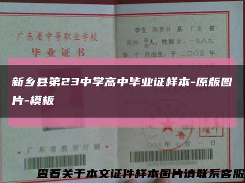 新乡县第23中学高中毕业证样本-原版图片-模板缩略图