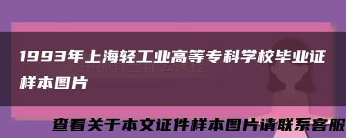 1993年上海轻工业高等专科学校毕业证样本图片缩略图