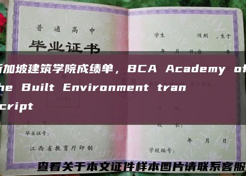 新加坡建筑学院成绩单，BCA Academy of the Built Environment transcript缩略图