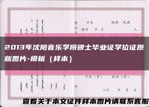 2013年沈阳音乐学院硕士毕业证学位证原版图片-模板（样本）缩略图