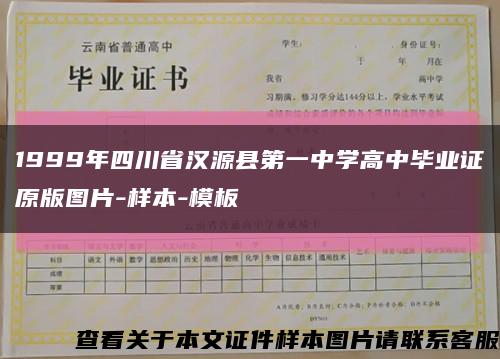 1999年四川省汉源县第一中学高中毕业证原版图片-样本-模板缩略图