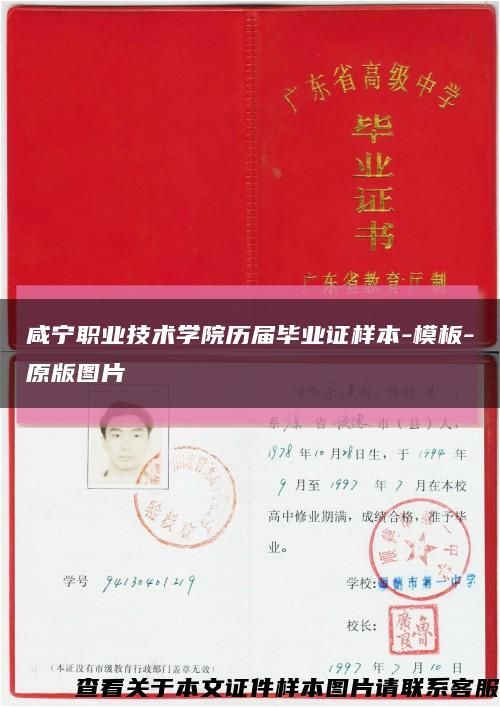 咸宁职业技术学院历届毕业证样本-模板-原版图片缩略图