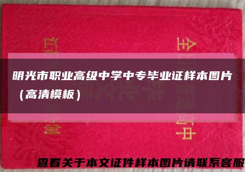 明光市职业高级中学中专毕业证样本图片（高清模板）缩略图