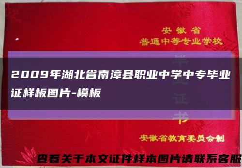 2009年湖北省南漳县职业中学中专毕业证样板图片-模板缩略图