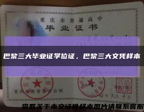 巴黎三大毕业证学位证，巴黎三大文凭样本缩略图