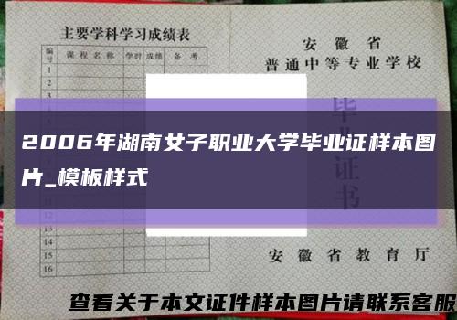 2006年湖南女子职业大学毕业证样本图片_模板样式缩略图