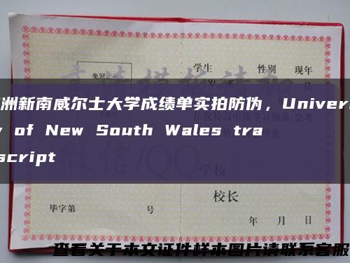 澳洲新南威尔士大学成绩单实拍防伪，University of New South Wales transcript缩略图