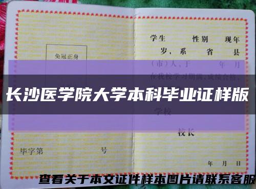 长沙医学院大学本科毕业证样版缩略图