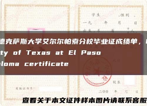 美国德克萨斯大学艾尔尔帕索分校毕业证成绩单，University of Texas at El Paso diploma certificate缩略图