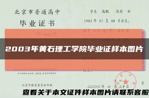 2003年黄石理工学院毕业证样本图片缩略图