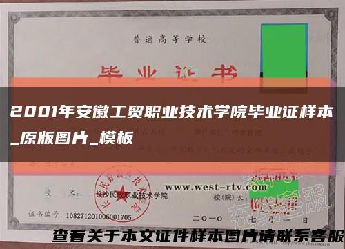 2001年安徽工贸职业技术学院毕业证样本_原版图片_模板缩略图