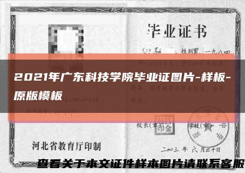 2021年广东科技学院毕业证图片-样板-原版模板缩略图