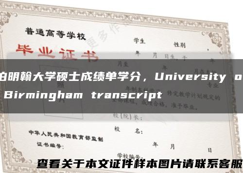 伯明翰大学硕士成绩单学分，University of Birmingham transcript缩略图