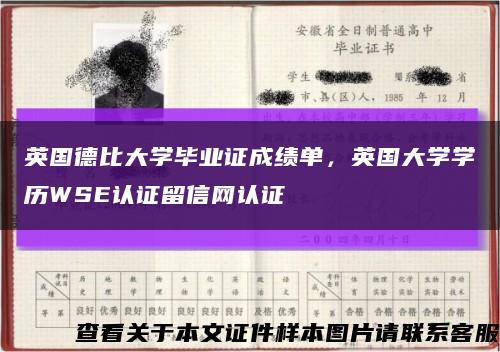 英国德比大学毕业证成绩单，英国大学学历WSE认证留信网认证缩略图