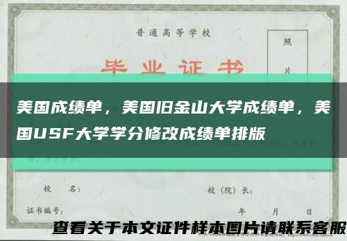 美国成绩单，美国旧金山大学成绩单，美国USF大学学分修改成绩单排版缩略图