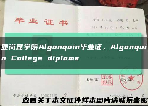 亚岗昆学院Algonquin毕业证，Algonquin College diploma缩略图