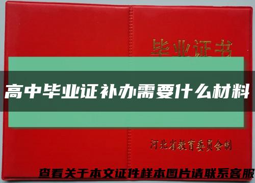 高中毕业证补办需要什么材料缩略图