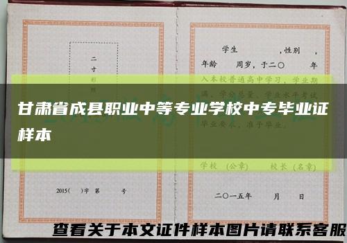 甘肃省成县职业中等专业学校中专毕业证样本缩略图