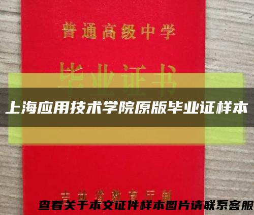 上海应用技术学院原版毕业证样本缩略图