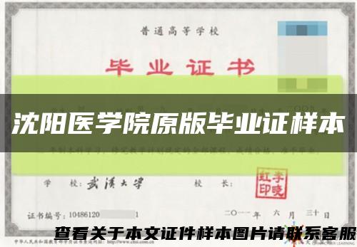 沈阳医学院原版毕业证样本缩略图