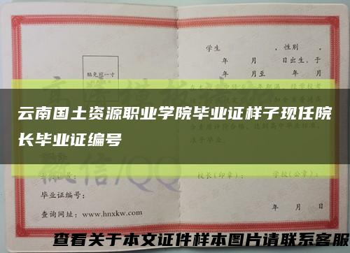 云南国土资源职业学院毕业证样子现任院长毕业证编号缩略图