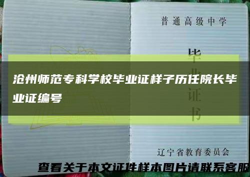 沧州师范专科学校毕业证样子历任院长毕业证编号缩略图