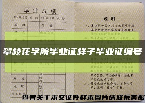 攀枝花学院毕业证样子毕业证编号缩略图