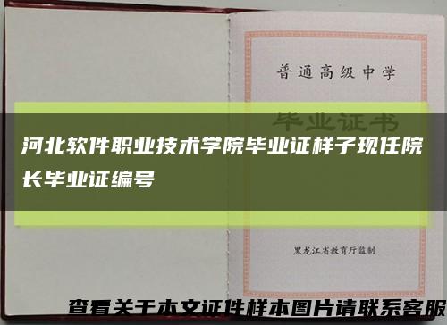 河北软件职业技术学院毕业证样子现任院长毕业证编号缩略图