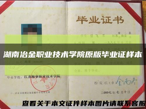 湖南冶金职业技术学院原版毕业证样本缩略图
